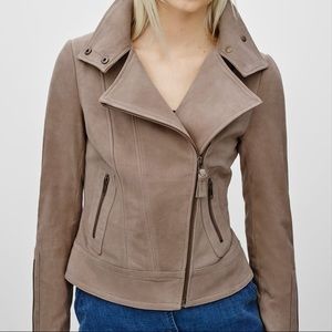 100% Real Lambskin Suede Mackage Beige Jacket